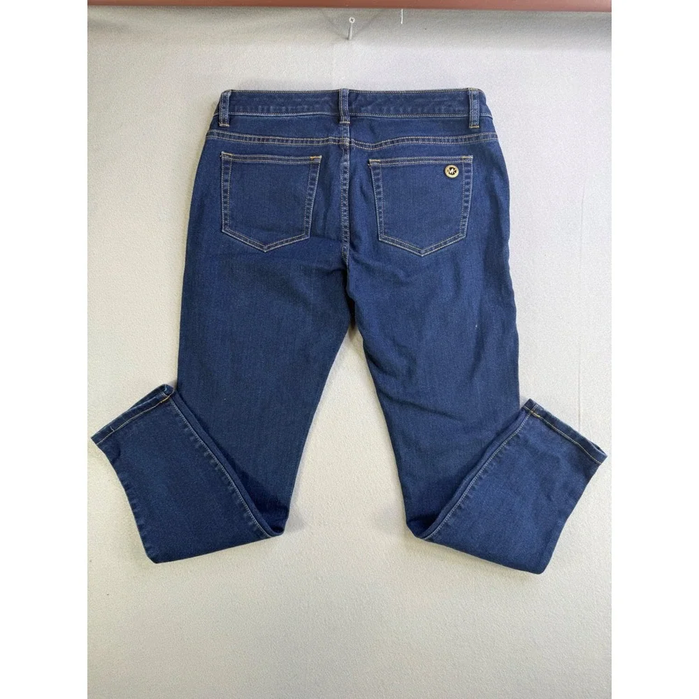 MICHAEL KORS Skinny Jeans Gold Zippers Dark Wash Size 6 Women's Denim